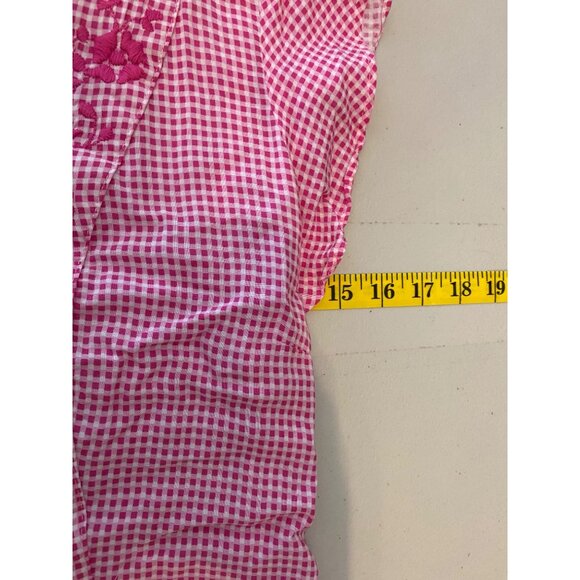 Pink Gingham Jessica Simpson Dress Embroidered Details & Ruffled Hem Medium - Picture 5 of 9